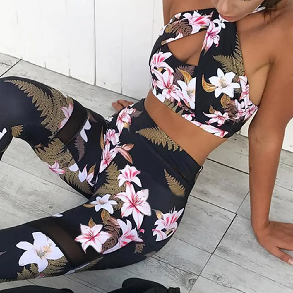 Спортивный жилет пуш-ап с перекрестными лямками и цветочным принтом | Спорт