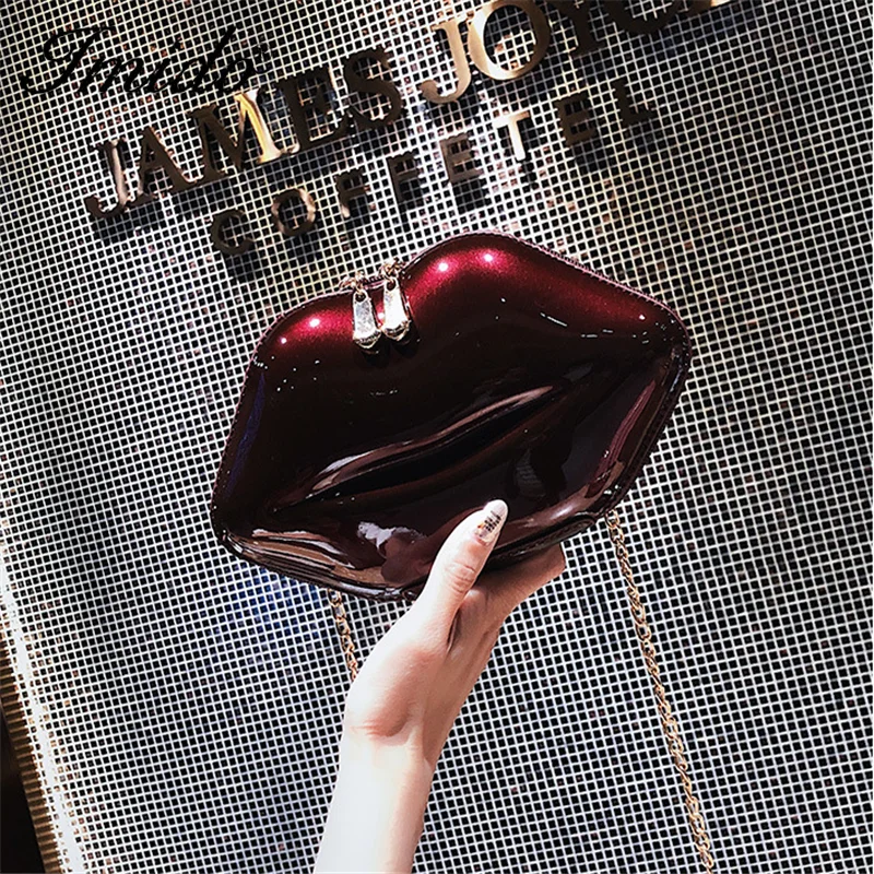 Женские сумки через плечо с большими губами сумка цепочкой мессенджер на молнии