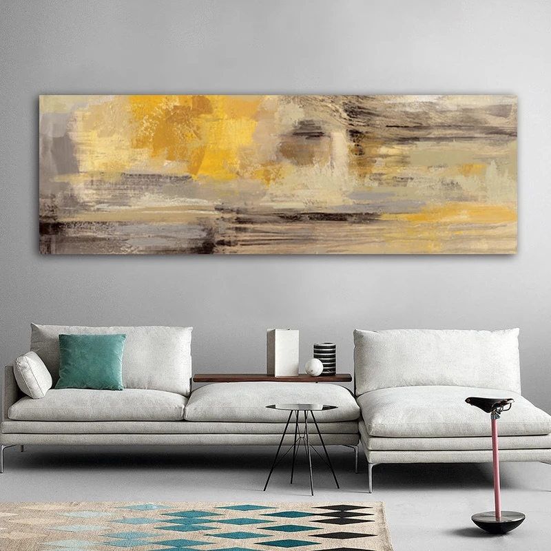 Ван арт абстрактная желтая картина маслом на холсте плакаты и принты Современная