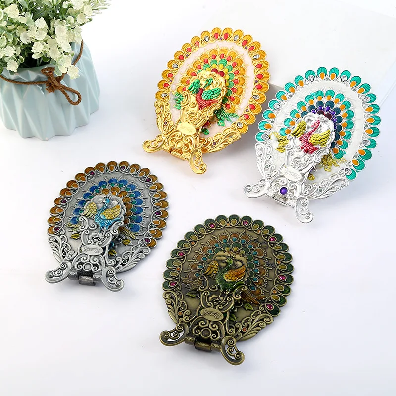 Русское металлическое косметическое зеркало в стиле ретро портативное цветное с