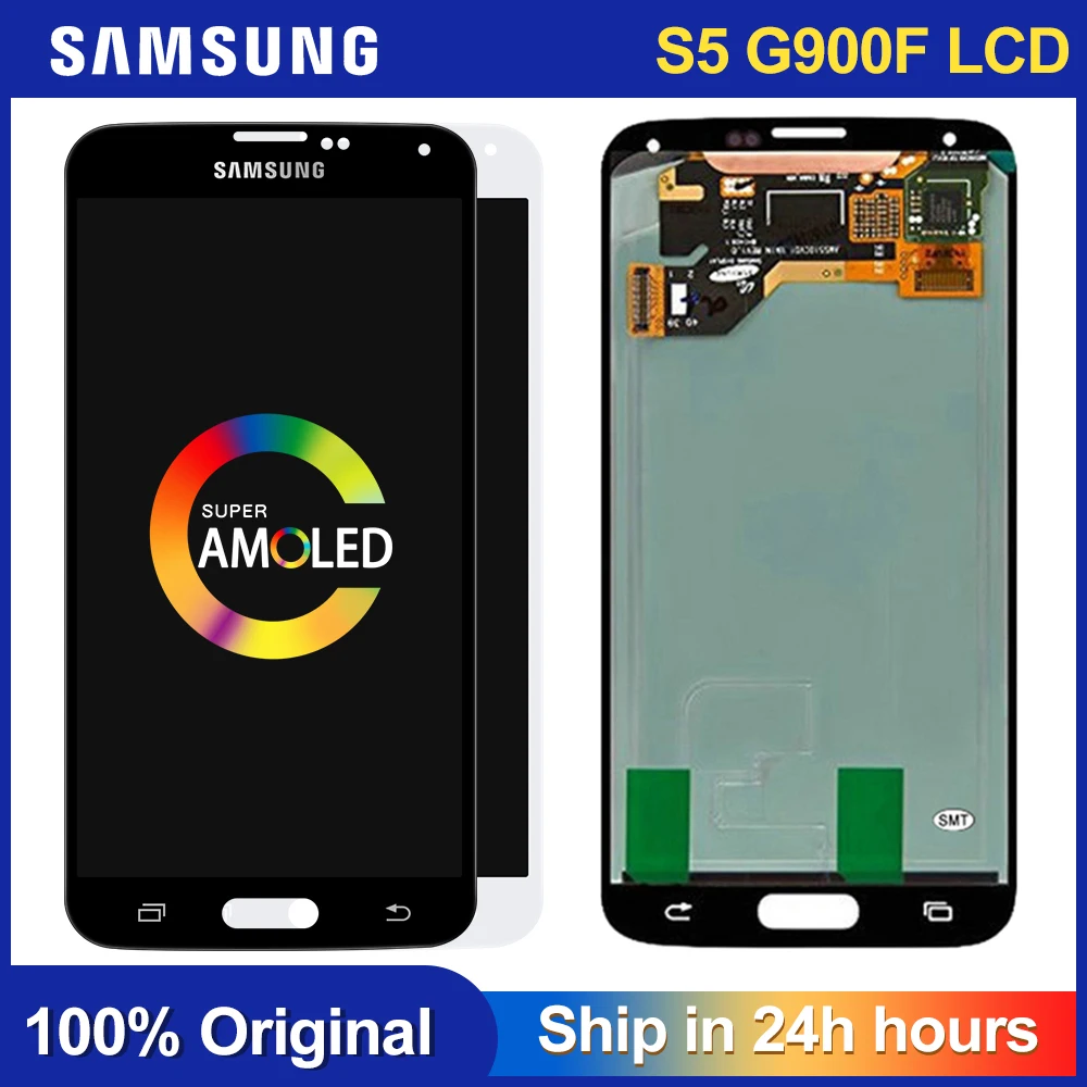 ЖК экран AMOLED для Samsung S5 G900F сменный сенсорный дигитайзер в сборе Galaxy G900 G900F|Экраны