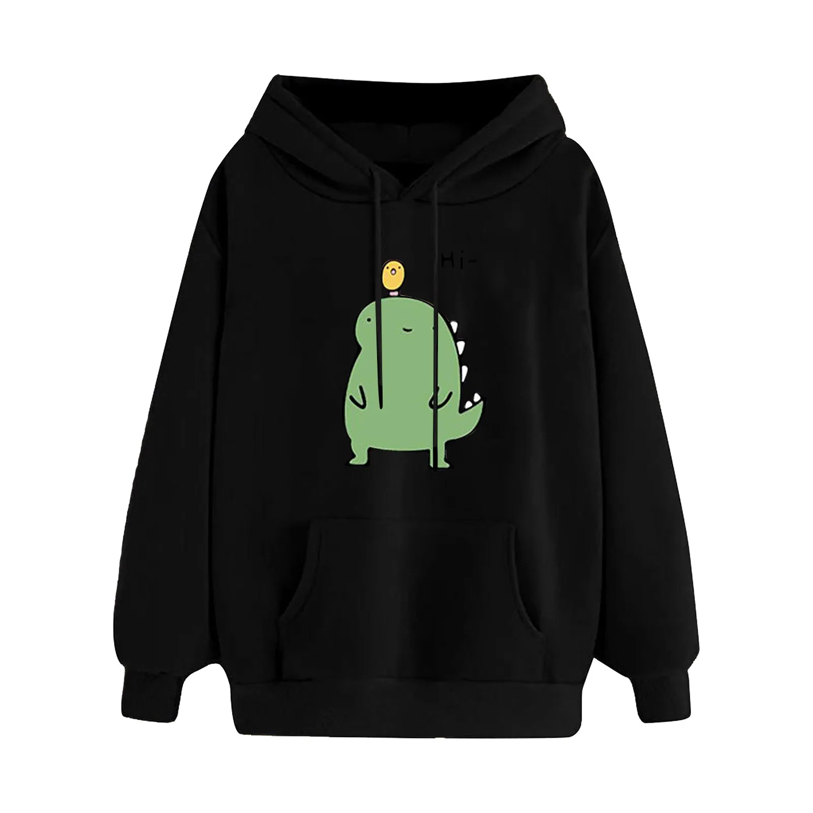 Hoodies Women Fashion Splice Dinosaur Print Sweatshirt Tops Casual Long Sleeve kawaii Clothes ropa mujer толстовка женская топ
