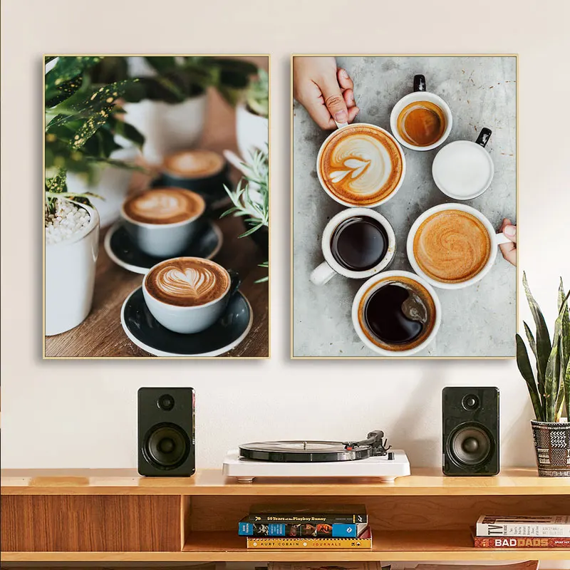 

Kitchen Decoration Latte Canvas Painting Coffee Poster Mural Dessert Cafe Restaurant Lounge Picture Bedroom Wall Art Decoration