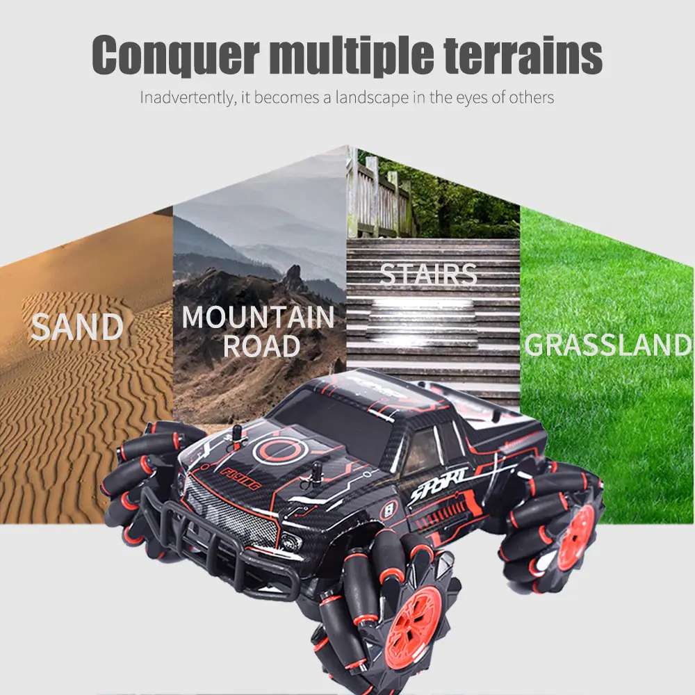 2020 RQ2077 RC автомобиль 1:16 4WD с подсветкой Музыка Танцы 360 ° вращающийся внедорожный