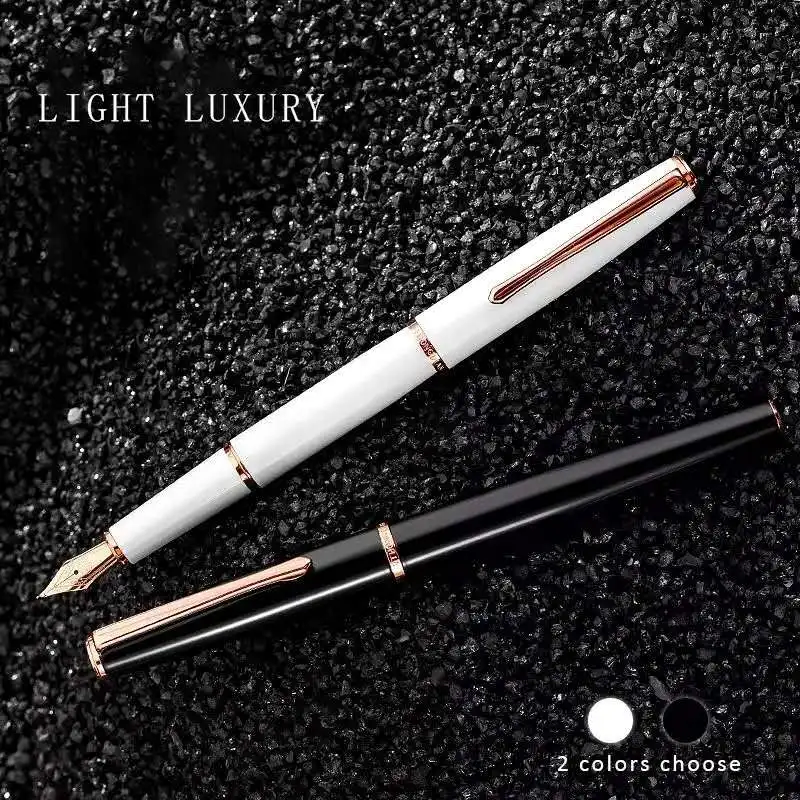 

Hongdian Fountain Pen Metal Ink Pen EF/F Nib Converter Filler Golden Clip Business Office School Supplies Writing Pens