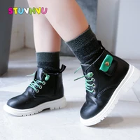 autumn new leather girls martin boots baby toddler kids shoes short boots soft soled non slip fashion boys boots black beige
