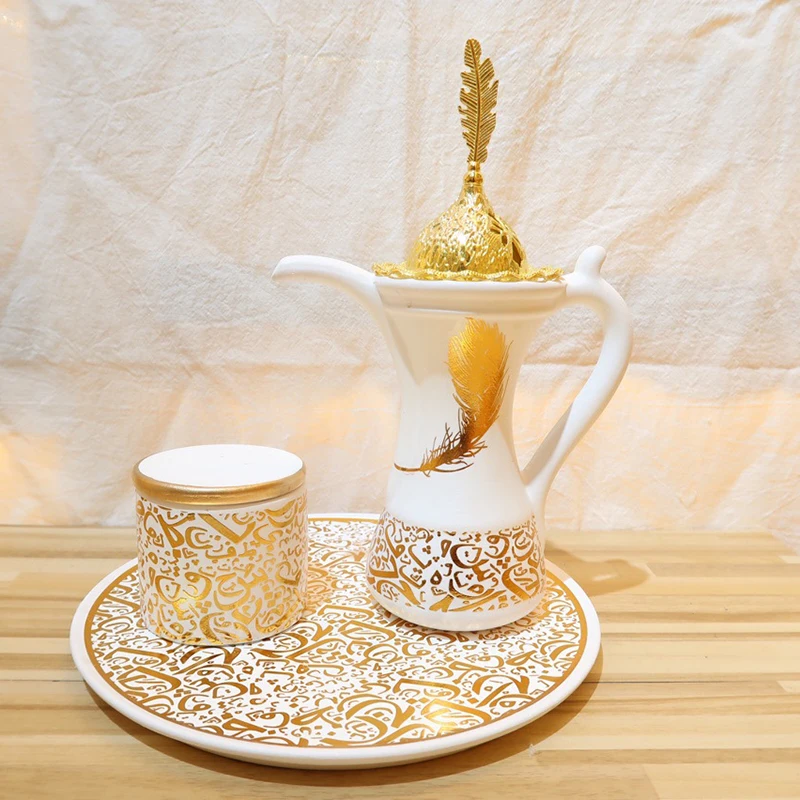 

Three Piece Set Arabic Resin Kettle Shape Incense Burner Middle East Arab Dubai Incense Aromatherapy Furnace Christmas Gifts