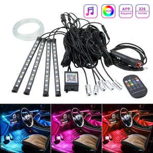 Универсальный RGB-светодиод, 3 Вт, 5 в 1, кабель 6 м, разноцветный RGB-волоконно светодиодный оптический светодиодный светильник с управлением через приложение, автомобильные декоративные атмосферные лампы