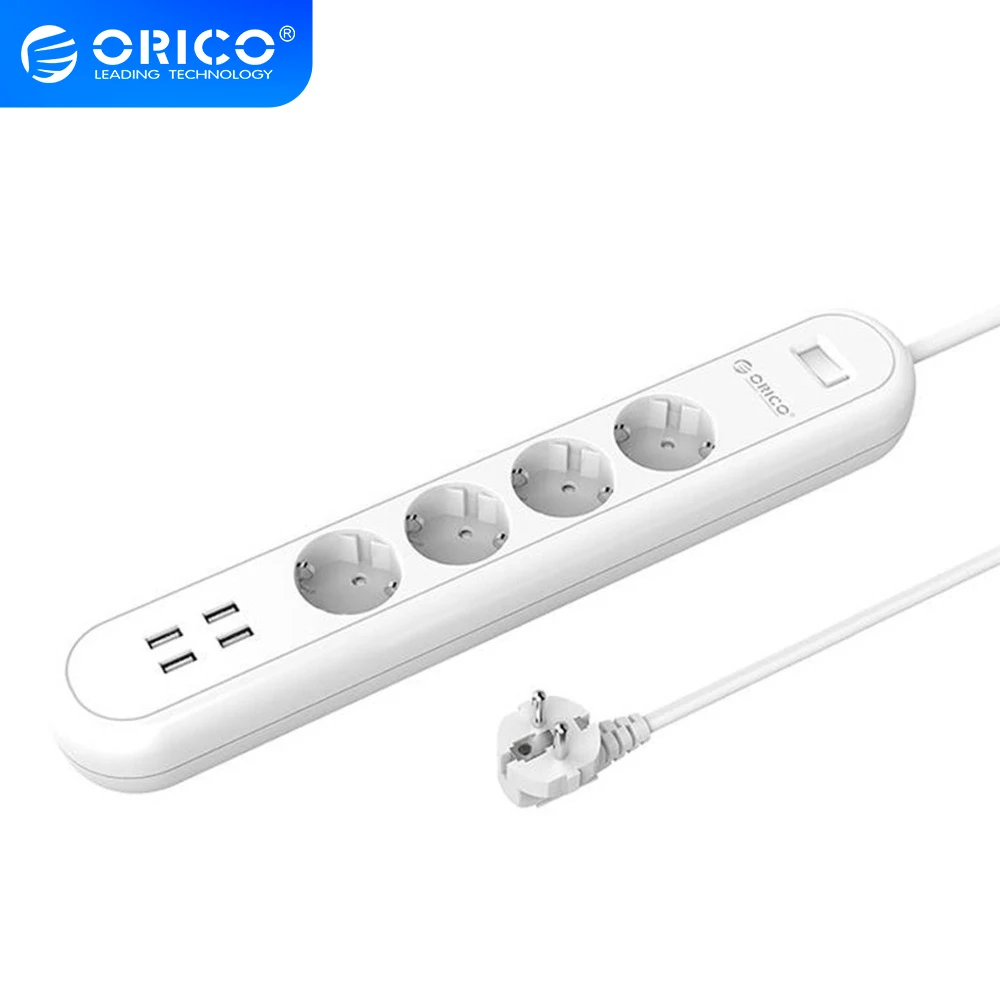 ORICO Smart EU силовая полоса 4 AC выход удлинитель с USB зарядными портами 5V2.4A * 5 20 Вт