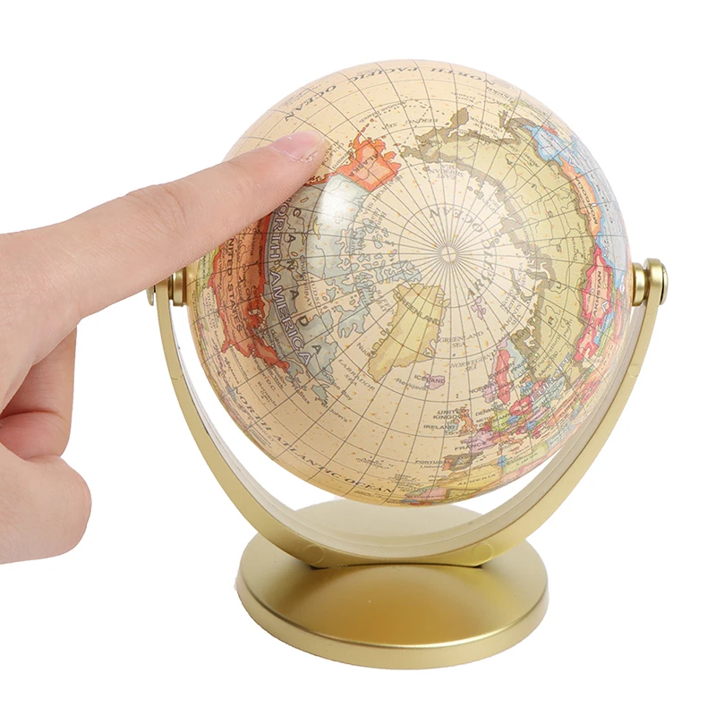 

360 Degree Rotating World Globe Earth Antique Home Office Desktop Decor Geography Educational School Supplies Kids Learning Gift