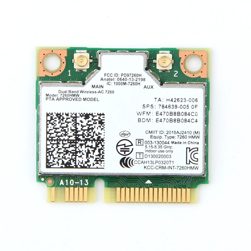 Dual Band Wireless Card  Intel 7260 7260ac 7260HMW ac7260 Mini PCI-E 2.4G/5Ghz Wlan Bluetooth 4.0 802.11ac/a/b/g/n wifi card
