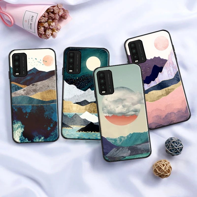 

Hand Painted Sun Phone Case For Xiaomi Redmi 9 9i 9AT 9T 9A 9C Note 9 9T 9S 9 Pro Max Funda Cases Coque Soft TPU Back Cover