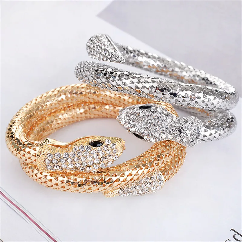 

Exaggerated Retro Diamond-studded Personality Punk Hollow Multi-layer Winding Snake Bracelet Women's Fashion Nightclub Jewelry
