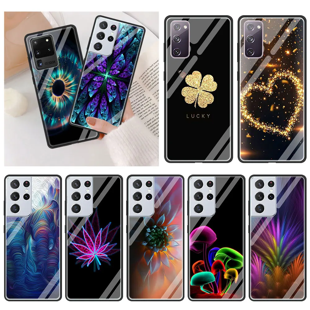 

Beauty Phone Case for Samsung Galaxy S20 FE S21 S20 Ultra S10E S10 Lite S9 S8 Plus Tempered Glass Soft Edge Shell