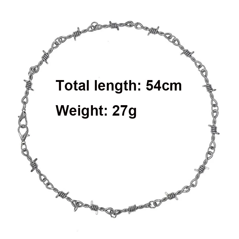 Готическое короткое массивное ожерелье в стиле панк колючая проволока цепочка