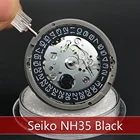 Часы наручные Seiko NH35, оригинальные черные Автоматические механические часы с календарем, часовщики, Сменные аксессуары, сделано в Японии