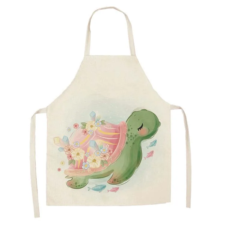 Льняные Кухонные фартуки унисекс с принтом животных оленей черепахи панды
