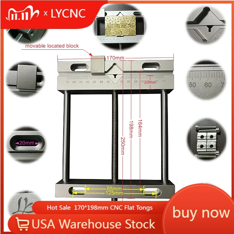 Плоские тиски с параллельными губками 170*198 мм щипцы из алюминиевого сплава