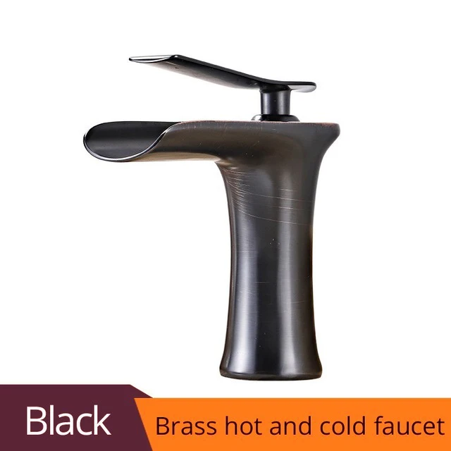 Black Bronze Кран для раковины, черный водопад, смесители для ванной комнаты, кран для горячей и холодной воды, смеситель для раковины, хромированный латунный кран для раковины, кран для воды, золото, 1401 - Цвет: Black Bronze