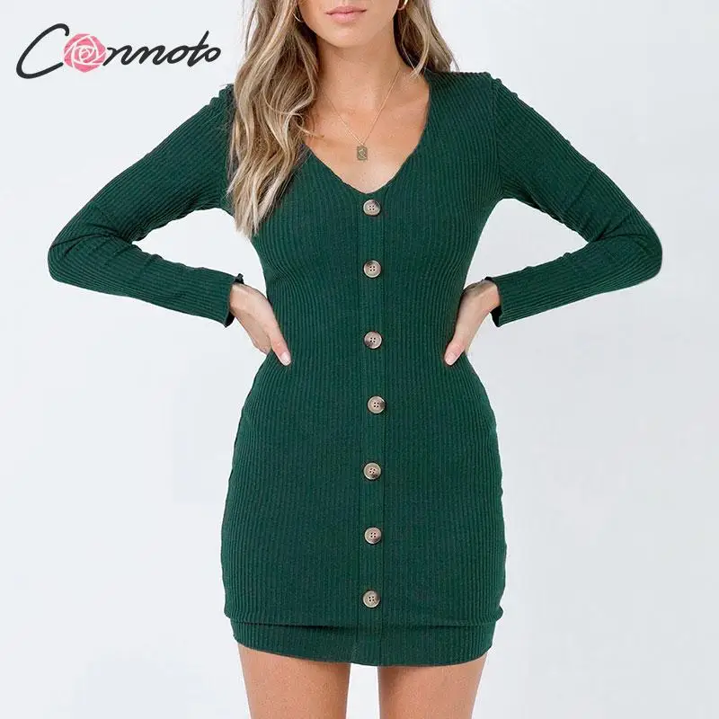 Conmoto 2019 осенне зимнее женское вязаное платье для женщин Повседневное облегающее