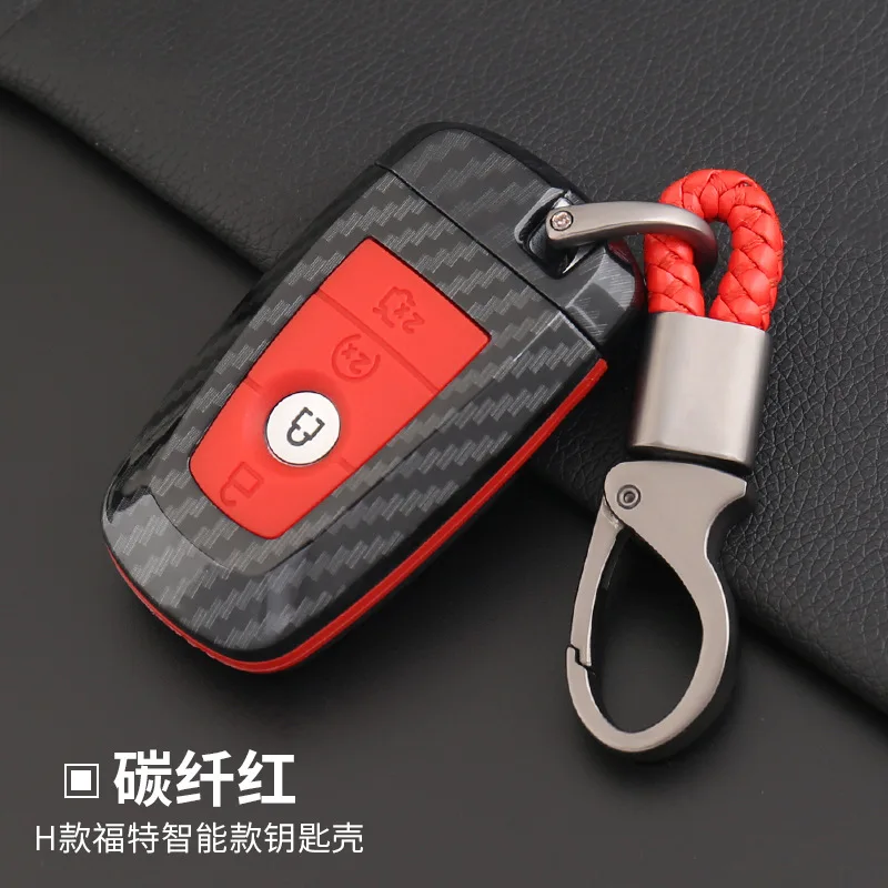 

New Anti-fall Carbon Fiber Silicone Car Key Cover Cases For Ford Fusion Mondeo Mustang Edge Expedition EXplorer 2018 Auto Shell