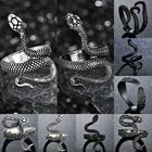 MeMolissa панк животное кольцо готический черный серебристый металл змея кольца для мужчин и женщин ночной клуб унисекс регулируемые кольца ювелирные изделия