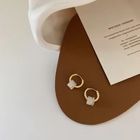 korea new trend natural shell circular ear buckle women fashion earrings minimalist light luxury ear buckle married jewelry gift