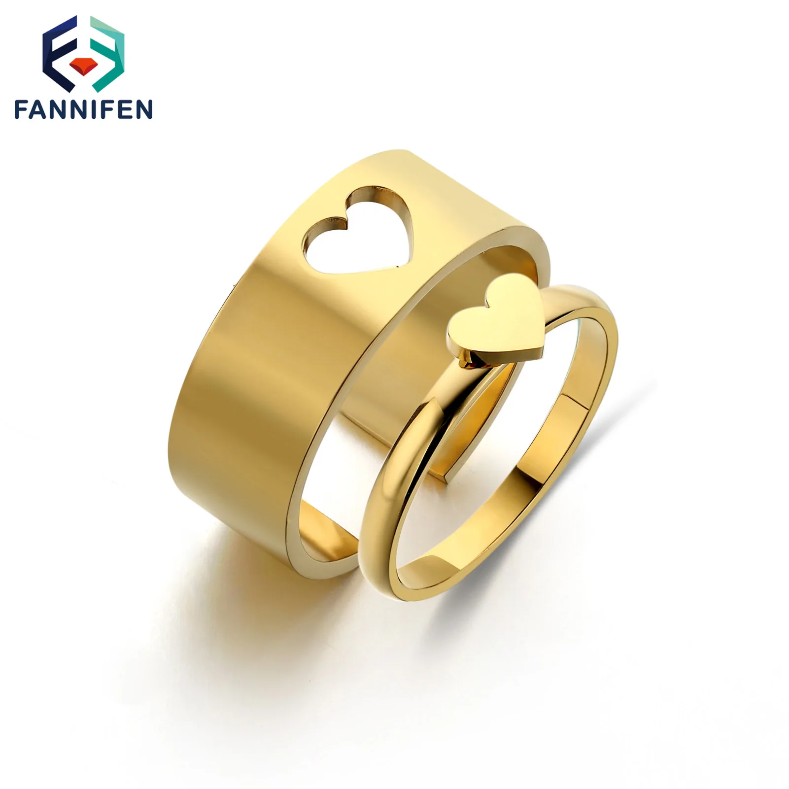 

Stainless Steel Peach Heart Couple Rings 2021 Trend Fashion Jewelry For Women True Love For Life Wedding Anniversary Gift