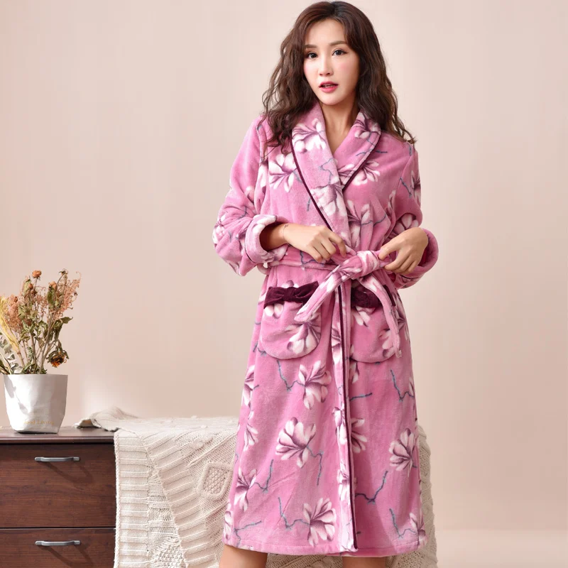 Женские халаты Утепленные зимние фланелевые высокого качества осень мягкие