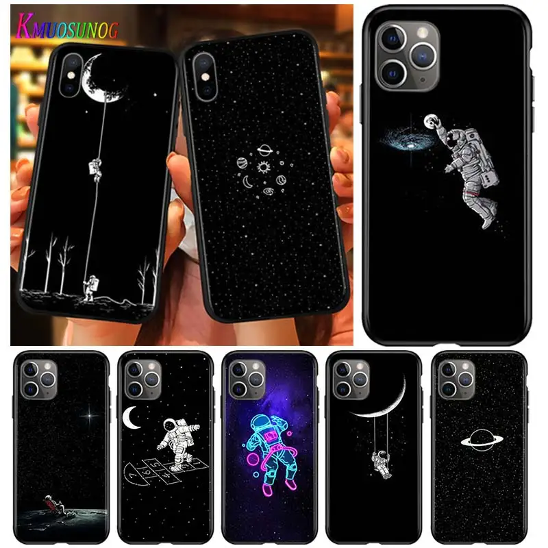 Фэнтези Космос Луна для iPhone 12 11 SE XS XR X 7 8 6 5S 5 mini Plus Pro MAX 2020 черный чехол