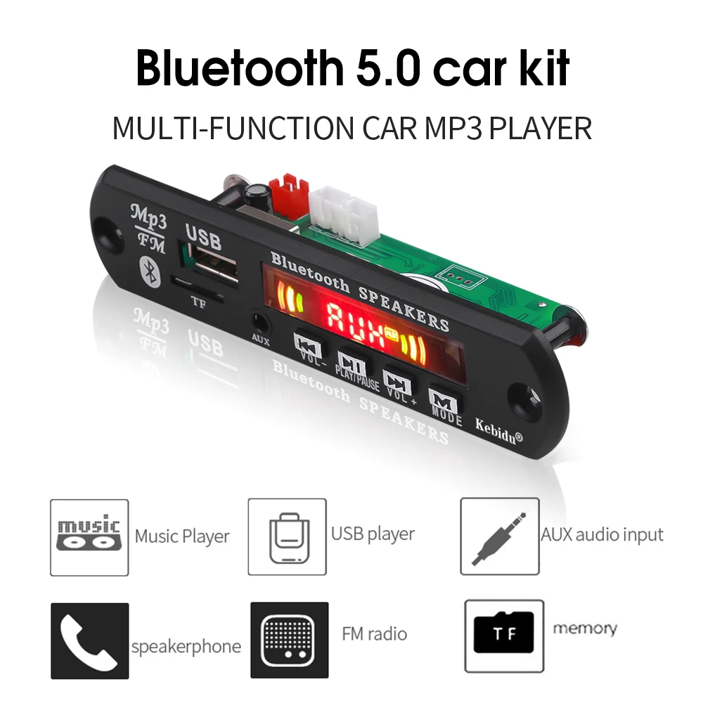 Автомобильный Bluetooth mp3-декодер Kebidu 5 В плата WAV WMA mp3-плеер с цветным экраном громкой