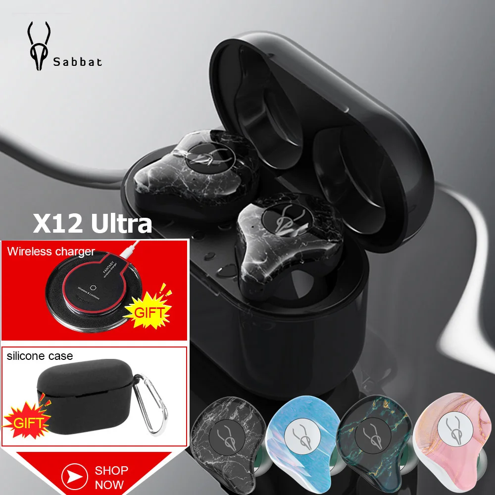 Gift Sabbat X12 Ultra TWS Wireless Earphone BT 5.0 Headset IPX5 Waterproof APX-T Audio Type-C 120+5dB Sensitivity Earbuds