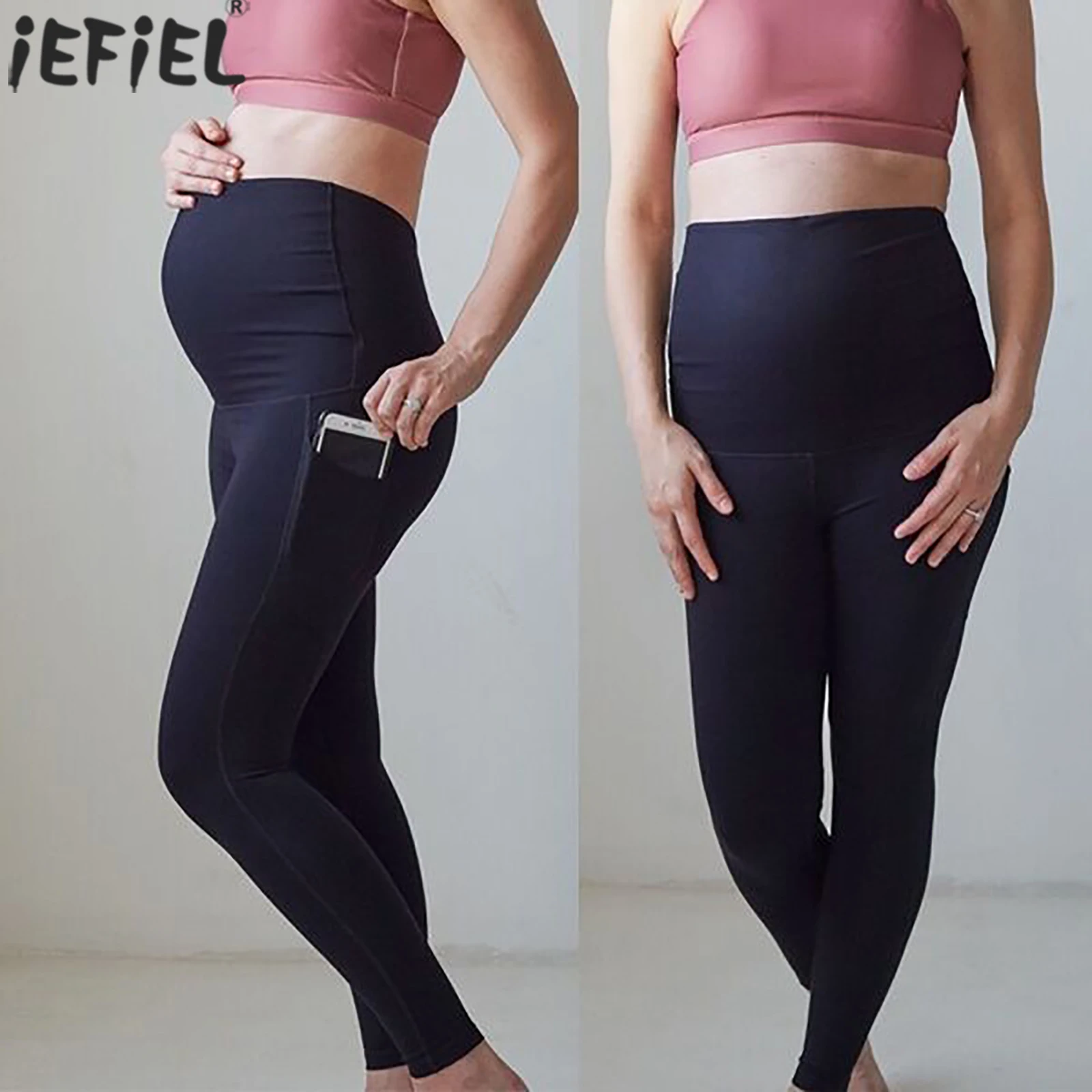

Легинсы для беременных женщин Фитнес Спортивные лосины для йоги бесшовные леггинсы с высокой талией, повседневные штаны с эластичной резин...