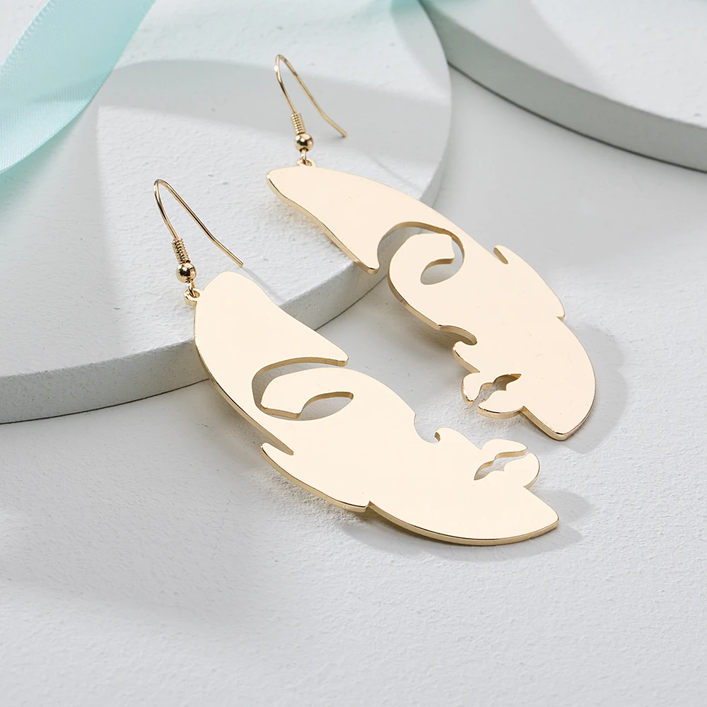 Новый дизайн позолоченные серьги-Крючки с лазерной резкой | Украшения и