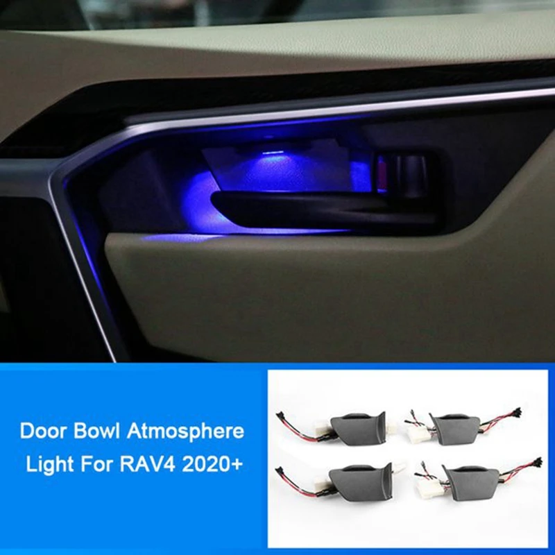

4 шт. подлокотник дверной чаши атмосферсветильник свет внутреннее светодиодное синее украшение дверная чаша ручка рама свет для Toyota RAV4 2020