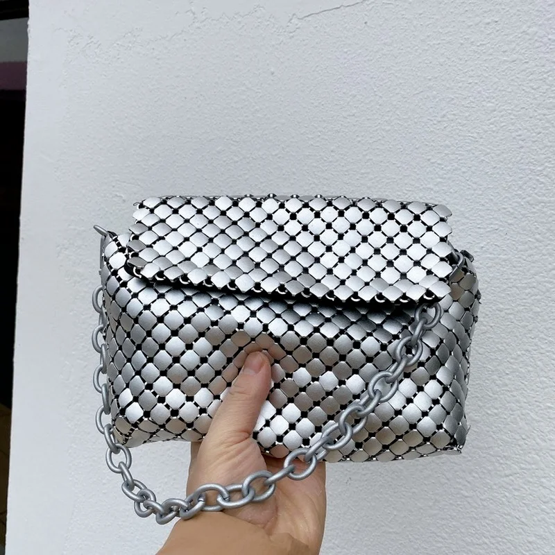 

Weave Designer Bags Women's White Bag Small Square Cute Summer Chain Canvas Beach with Wide 2021 Clear Shoulder Wallets and For