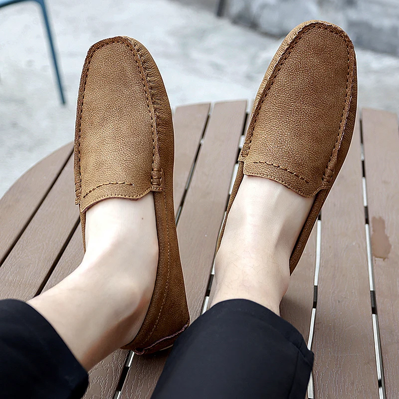 

Genuine Leather 2021 New Flat Men's Loafers Spring Big Size Daily Casual Slip-on Driving Shoes Fashion Concise Comfort Moccasins