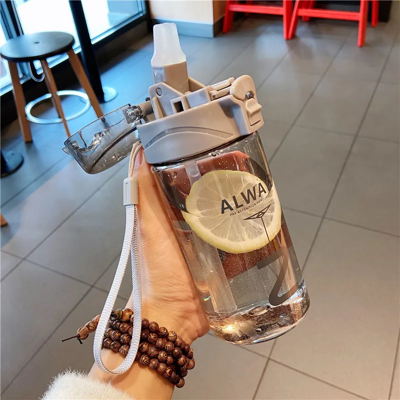 

Summer Water Straw Cups Smoothie Adult Reusable Water Bottle Drinking Cold Straw Cup with Lid Girl Cute Kupa Drinkware DF50XG