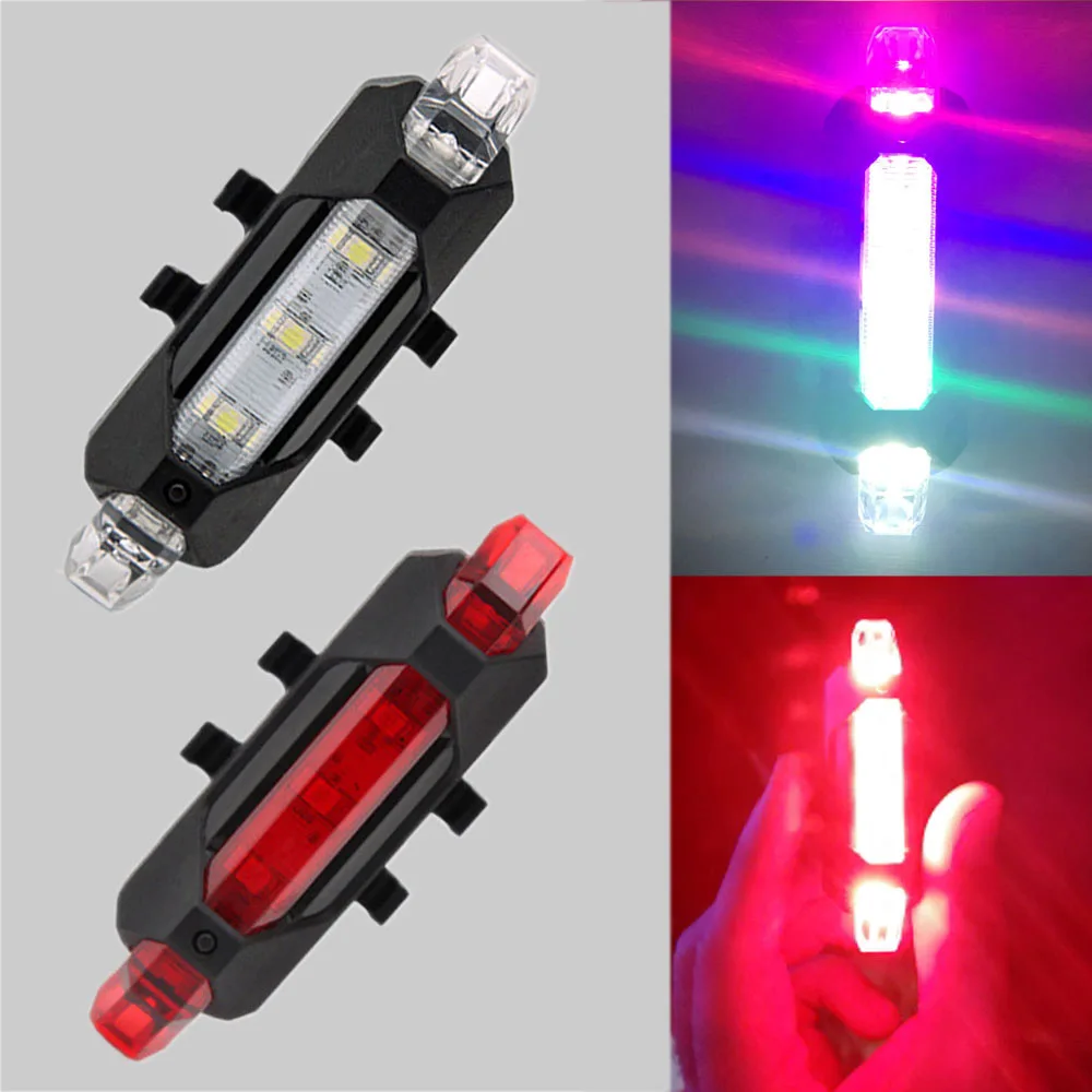 red add colorful Zacro 2 шт. велосипедные фары 3 режима Led велосипед Предупреждение портативный свет USB Перезаряжаемый 1 комбо задний фонарь - Цвет: red add colorful