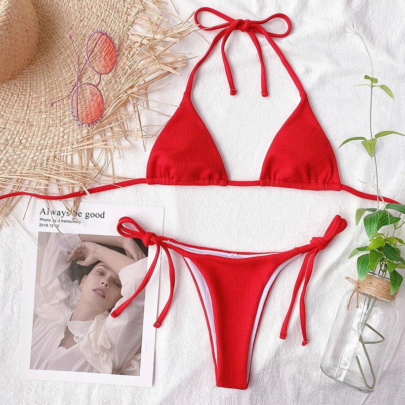 

Pure Color Ladies Split Swimsuit Triangle Bikini Swimsuit Bikini Ladies Swimsuit Split Bikini Swimsuit