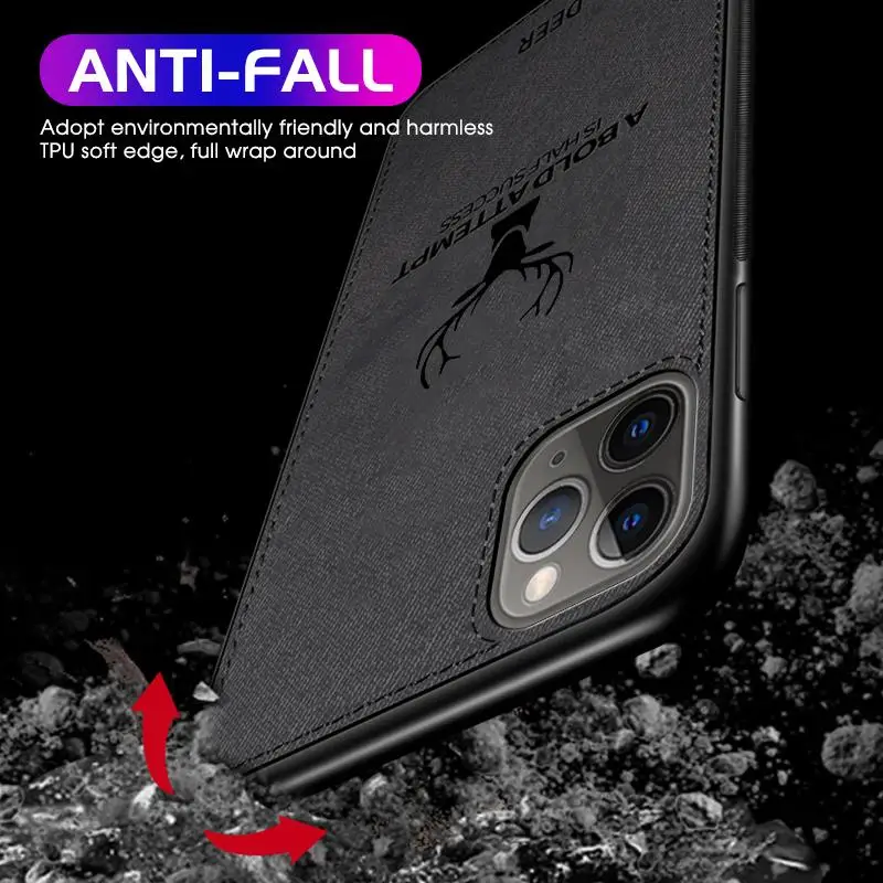 Тканевый чехол из ТПУ с оленем для iPhone XS Max X XR противоударный 11 Pro 7 8 Plus 6 6s