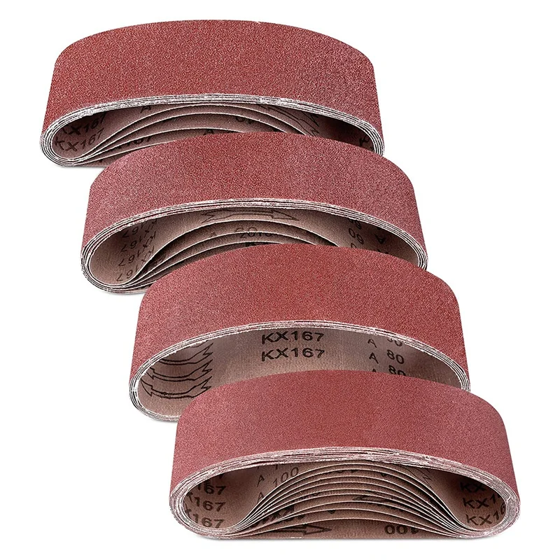 

AU05 -25Pcs Belt Sander Sandpaper 3 X 21 Inch Sanding Belts Aluminum Oxide Sanding Belts (40 60 80 10 Grits ) for Belt Sander