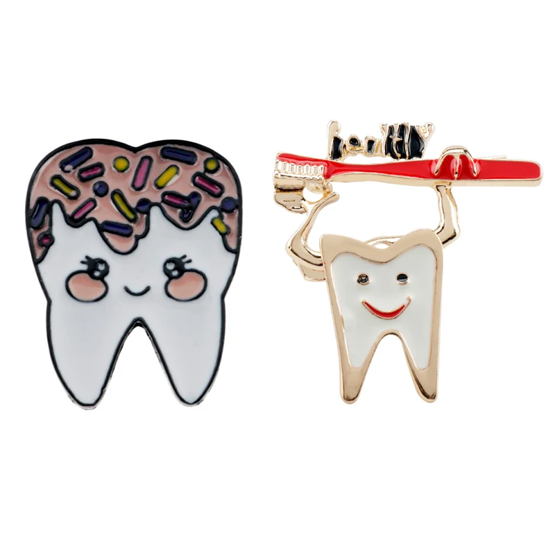 Эмалированные металлические броши в форме зубной щетки с мультяшной тематикой