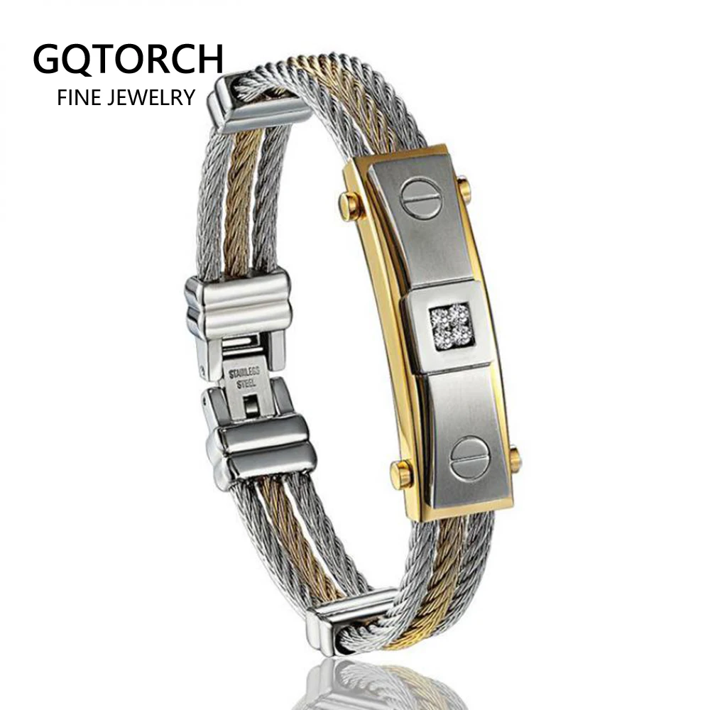 ID браслет из Проволочной веревки и для мужчин с чешским камнем многослойный