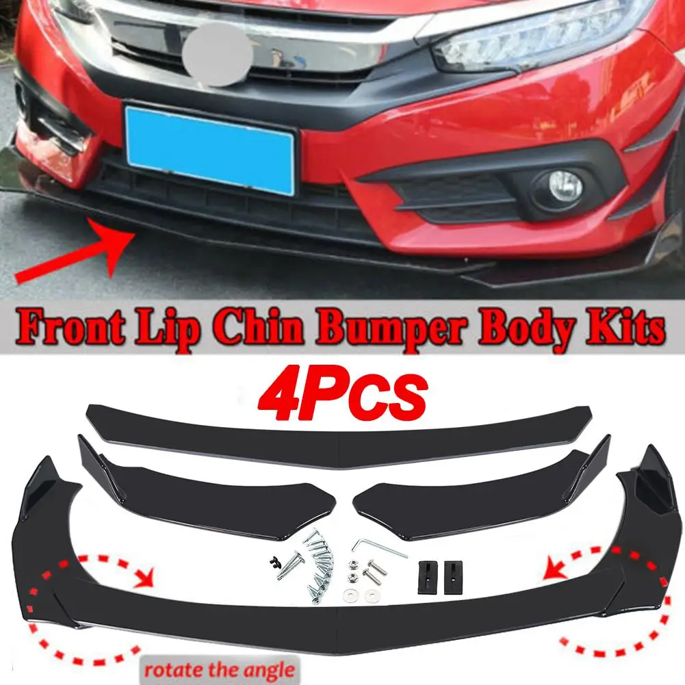 

4pc Carbon Fiber Color Car Front Bumper Splitter Lip Spoiler Diffuser Guard Cover Trim Bumper Body Kit For Universal Car Hot