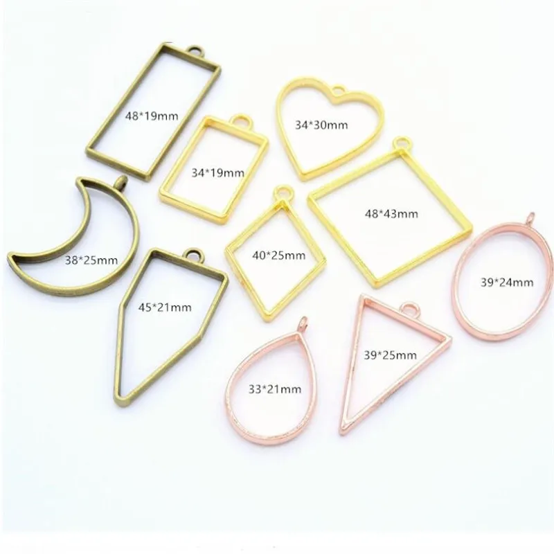 

10pcs/lot mix Photo Frame Gold Bronze Tone Ancient Necklace Bracelets Pendant DIY resin Dripping oil Jewelry findings