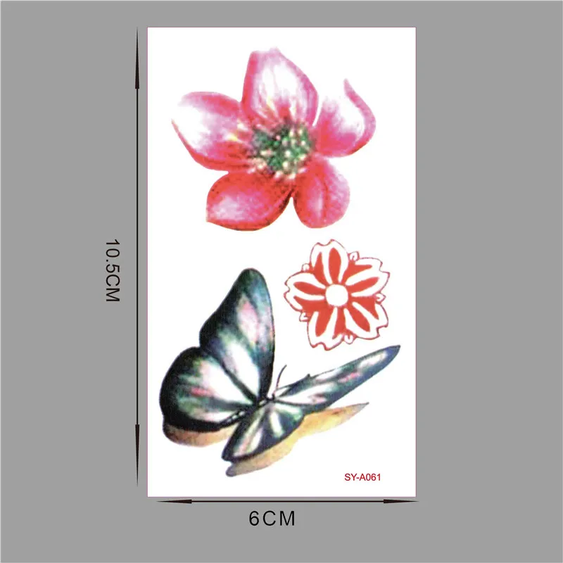 Водостойкие временные тату хна поддельные флэш наклейки 3D бабочка клуб SYA061 |