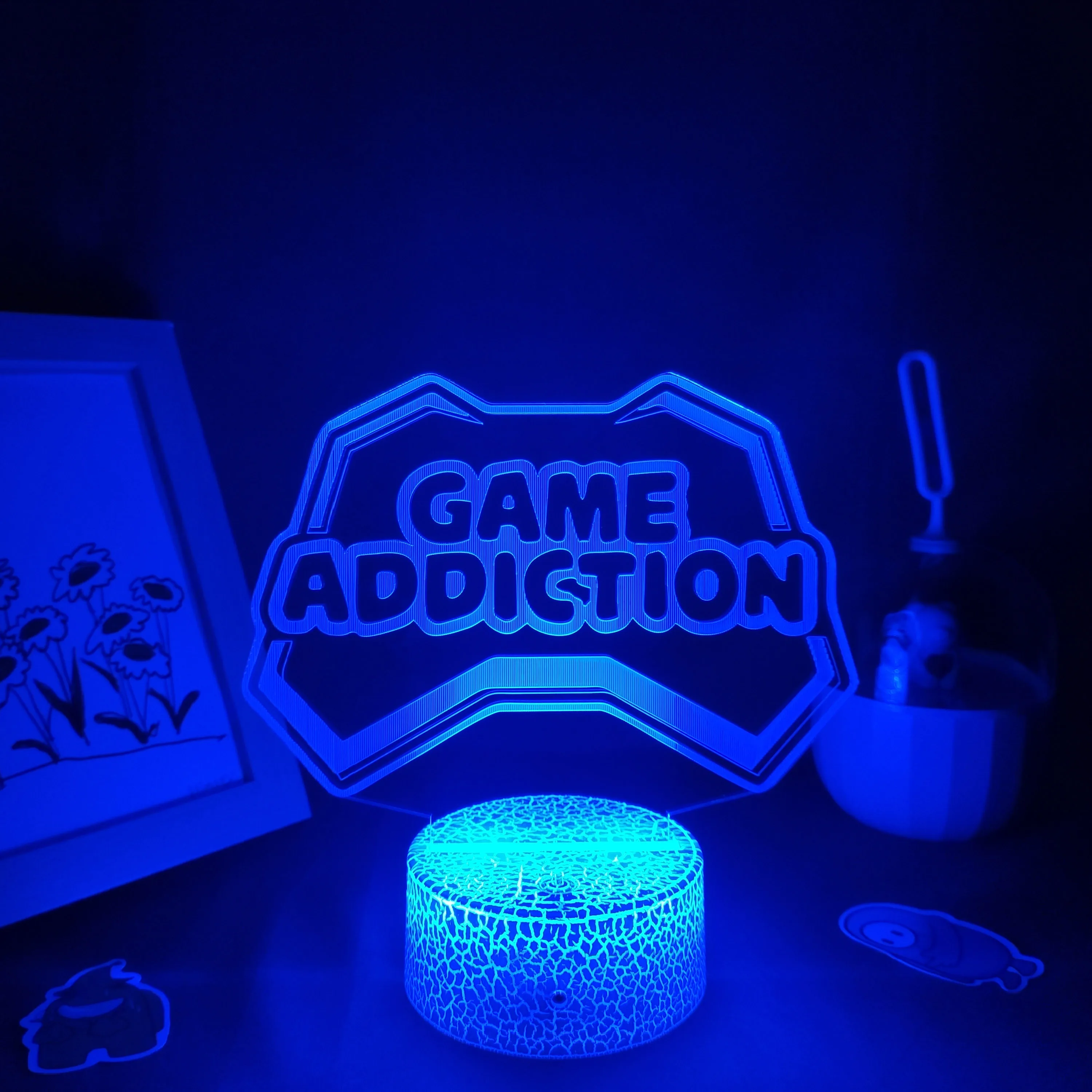 Неоновая 3D Светодиодная иллюзионная USB-лампа Game Over Neon ночник крутой подарок для