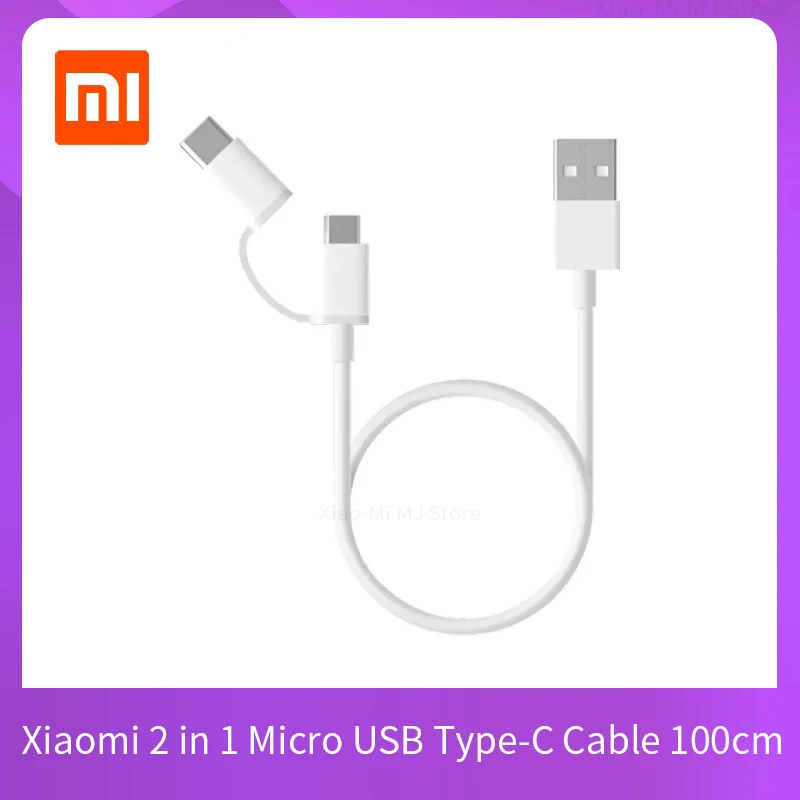 Оригинальный кабель Xiaomi 2 в 1 Micro USB Type-C для быстрой зарядки и синхронизации данных