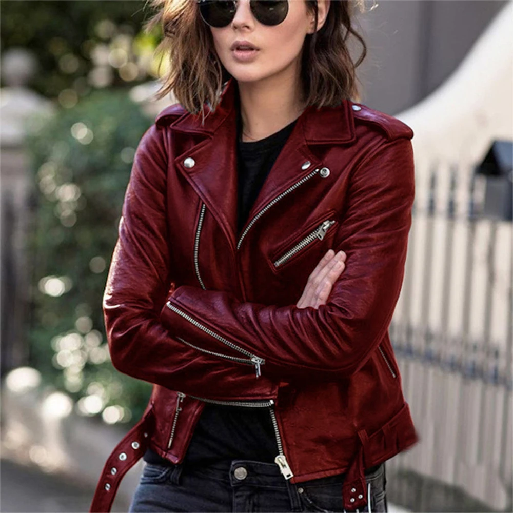 Fashion Autumn Winter Faux Leather Women Coat Black PU Motorcycle Leather Clothes for Women Jacket Slim Y2k Women Winter Jacket